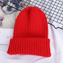 Load image into Gallery viewer, Winter Solid Color Wool Knit Beanie Women Fashion Casual Hat Warm Female Soft Thicken Hedging Cap Slouchy Bonnet Ski
