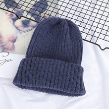 Load image into Gallery viewer, Winter Solid Color Wool Knit Beanie Women Fashion Casual Hat Warm Female Soft Thicken Hedging Cap Slouchy Bonnet Ski
