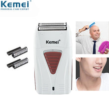 Load image into Gallery viewer, Kemei 3382 Barber Finish Electric Shaver for Men USB Cordless Rechargeable Beard Razor Reciprocating Foil Mesh Shaving Machine
