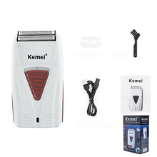 Load image into Gallery viewer, Kemei 3382 Barber Finish Electric Shaver for Men USB Cordless Rechargeable Beard Razor Reciprocating Foil Mesh Shaving Machine
