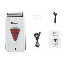 Load image into Gallery viewer, Kemei 3382 Barber Finish Electric Shaver for Men USB Cordless Rechargeable Beard Razor Reciprocating Foil Mesh Shaving Machine
