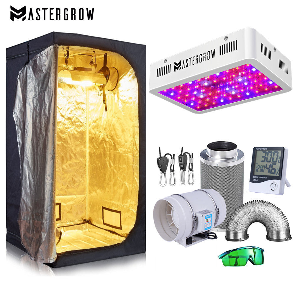 1000W Grow Tent Room Complete Kit Hydroponic Growing System LED Grow Light + 4"/ 6" Carbon Filter Combo Multiple Size Dark Room