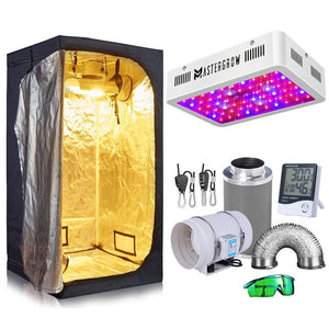 1000W Grow Tent Room Complete Kit Hydroponic Growing System LED Grow Light + 4"/ 6" Carbon Filter Combo Multiple Size Dark Room