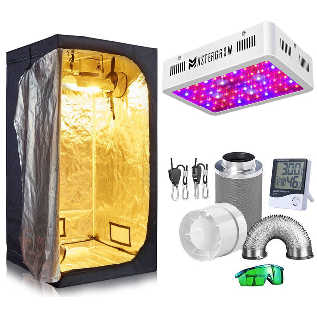 1000W Grow Tent Room Complete Kit Hydroponic Growing System LED Grow Light + 4"/ 6" Carbon Filter Combo Multiple Size Dark Room