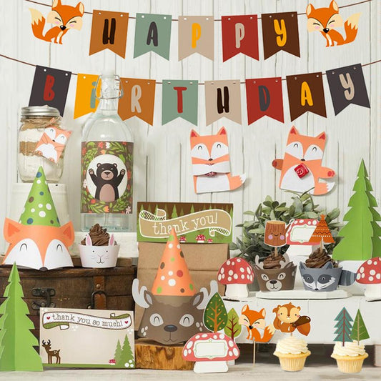 Animals Tableware Woodland Party Birthday Party Decoration Kids Forest Safari Jungle Party Supplies Baby Shower