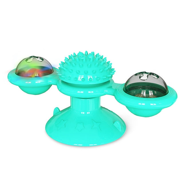 Cat Turning Windmill Toy Funny Massage Rotatable Cat Toys With Catnip Spiked Ball Teeth Cleaning Pet Products