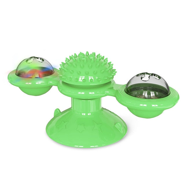 Cat Turning Windmill Toy Funny Massage Rotatable Cat Toys With Catnip Spiked Ball Teeth Cleaning Pet Products