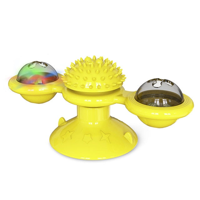 Cat Turning Windmill Toy Funny Massage Rotatable Cat Toys With Catnip Spiked Ball Teeth Cleaning Pet Products