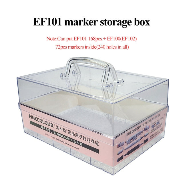 Finecolour Art Marker/Plastic Portable Hard Box Pen EF100/101/102/103 160/240/480 Colors Double-Headed Brush Alcohol Oily Marker