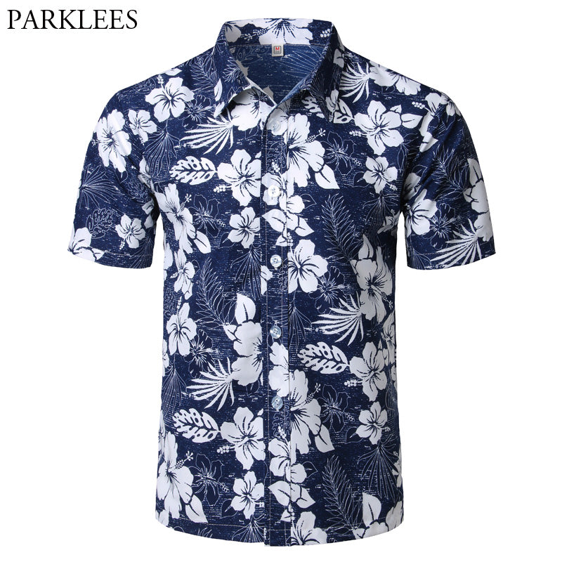 Mens Summer Hawaiian Flower Beach Shirt Short Sleeve Floral Shirts Men Casual Holiday Vacation Clothing