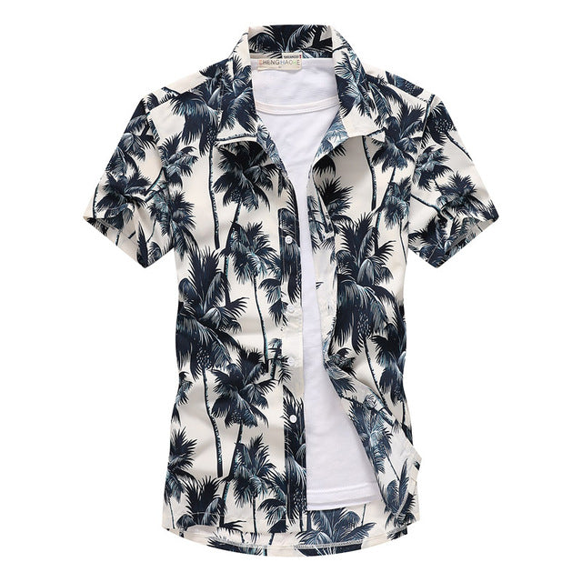 Mens Summer Hawaiian Flower Beach Shirt Short Sleeve Floral Shirts Men Casual Holiday Vacation Clothing