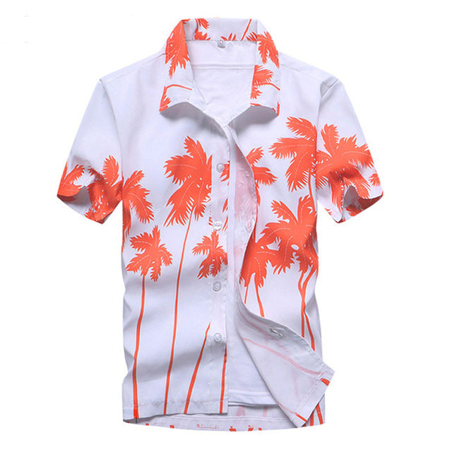 Mens Summer Hawaiian Flower Beach Shirt Short Sleeve Floral Shirts Men Casual Holiday Vacation Clothing