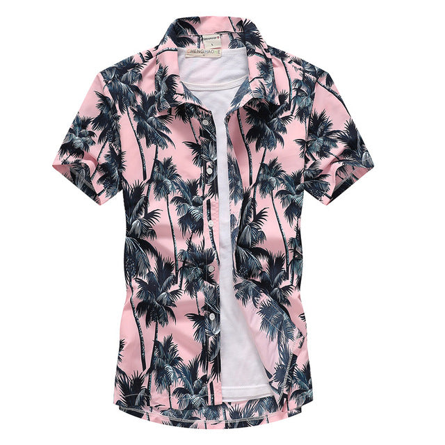 Mens Summer Hawaiian Flower Beach Shirt Short Sleeve Floral Shirts Men Casual Holiday Vacation Clothing