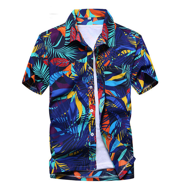 Mens Summer Hawaiian Flower Beach Shirt Short Sleeve Floral Shirts Men Casual Holiday Vacation Clothing