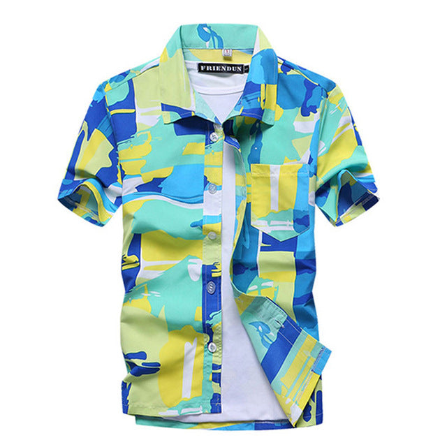 Mens Summer Hawaiian Flower Beach Shirt Short Sleeve Floral Shirts Men Casual Holiday Vacation Clothing