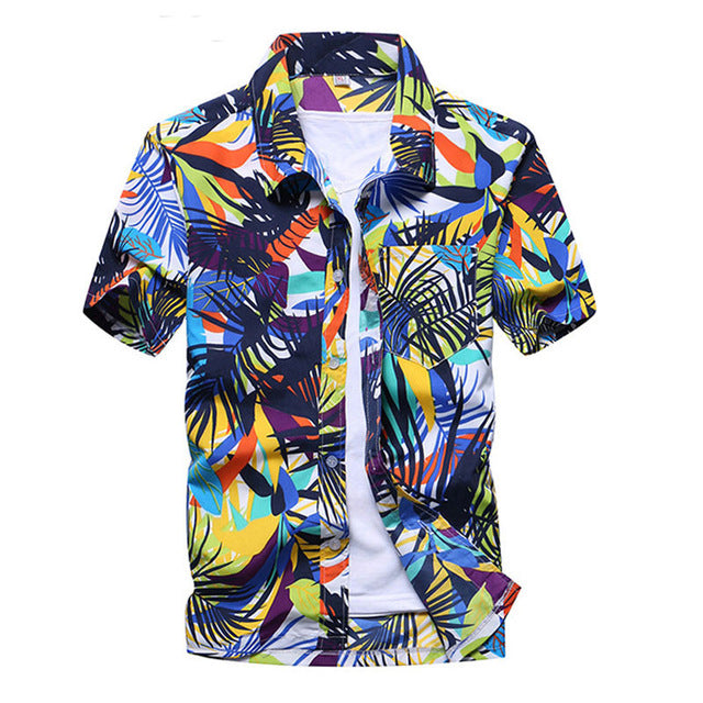 Mens Summer Hawaiian Flower Beach Shirt Short Sleeve Floral Shirts Men Casual Holiday Vacation Clothing