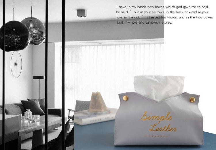 Simple Leather Tissue Case Box Container Car Towel Napkin Papers Bag Holder Box Case Pouch Table Decor