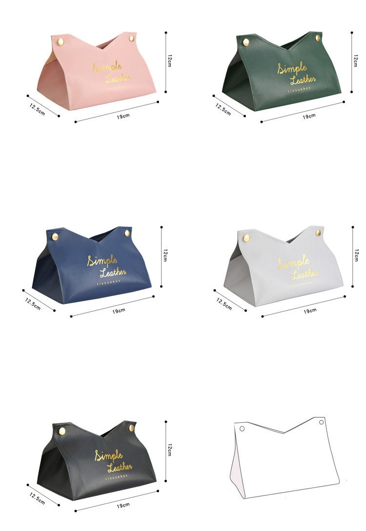 Simple Leather Tissue Case Box Container Car Towel Napkin Papers Bag Holder Box Case Pouch Table Decor