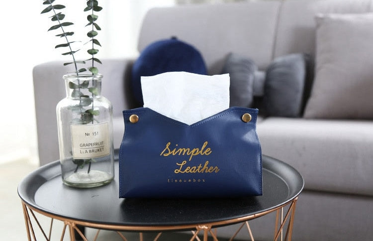 Simple Leather Tissue Case Box Container Car Towel Napkin Papers Bag Holder Box Case Pouch Table Decor