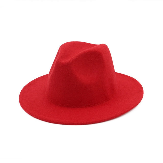 Womens Felt Hat Fedoras Big Brim Hats For Women British Style Vintage Church Hats Lady Flat Brim Fedoras