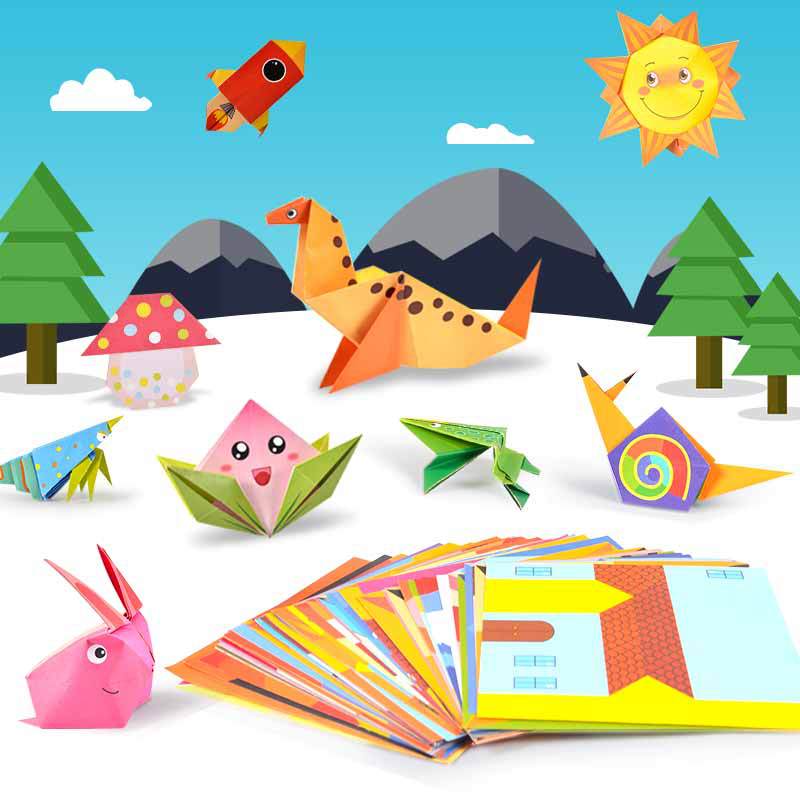 54pcs/set Cartoon Pattern Home Origami Kingergarden Art Craft DIY Educational Toy Paper Double Sided Creativity Toys for Kids