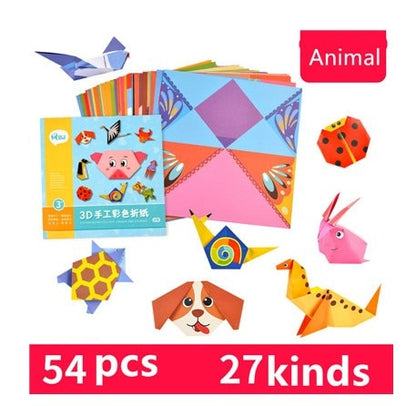54pcs/set Cartoon Pattern Home Origami Kingergarden Art Craft DIY Educational Toy Paper Double Sided Creativity Toys for Kids