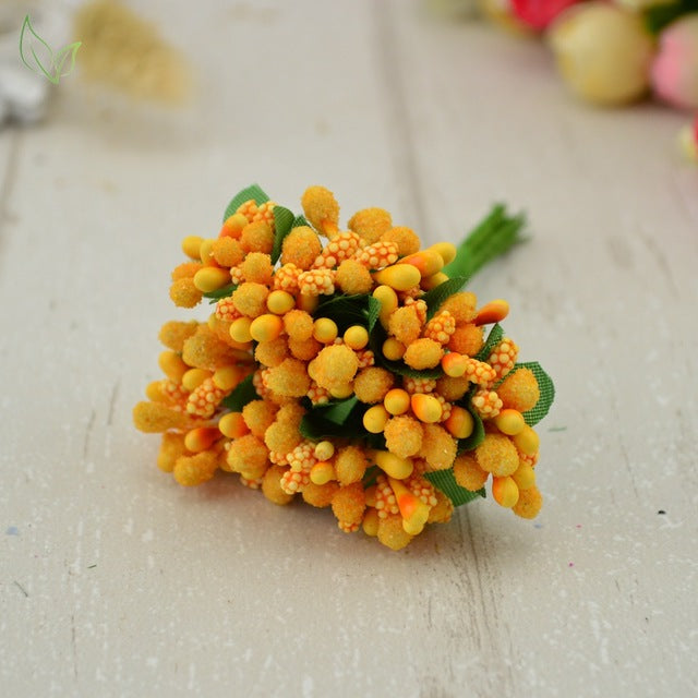 12 pcs stamen sugar handmade artificial flowers Cheap wedding decoration diy wreath needlework Gift box scrapbooking fake flower