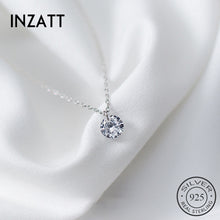 Load image into Gallery viewer, INZATT Cute Geometric Round 925 Sterling Silver Jewelry Choker Pendant Necklace For Women Engagement Rose Gold Color Gift
