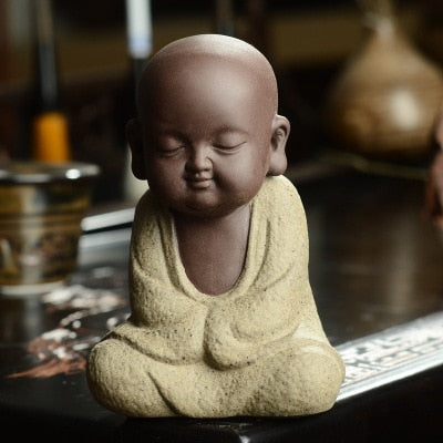 Buddha statues small monk color sand ceramic home club geomantic decoration Purple Sand Figurines Tea Pet