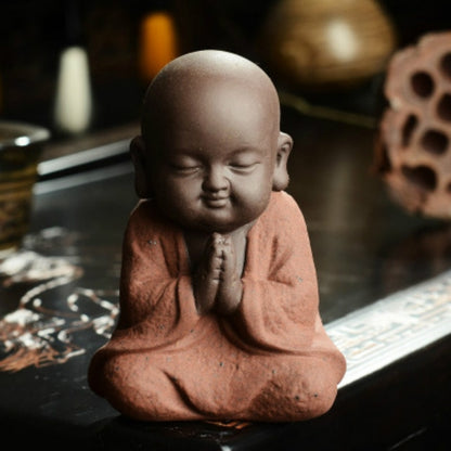 Buddha statues small monk color sand ceramic home club geomantic decoration Purple Sand Figurines Tea Pet