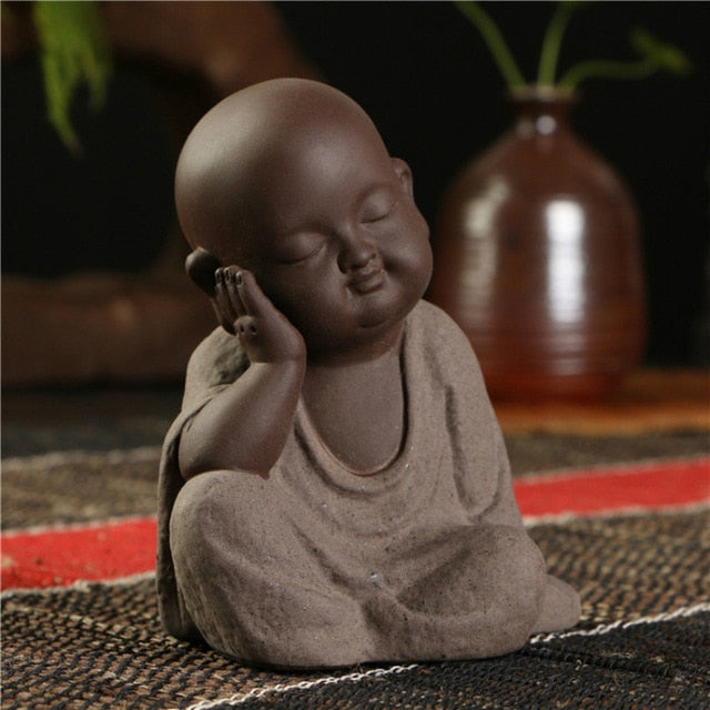 Buddha statues small monk color sand ceramic home club geomantic decoration Purple Sand Figurines Tea Pet