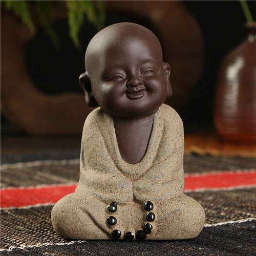 Buddha statues small monk color sand ceramic home club geomantic decoration Purple Sand Figurines Tea Pet