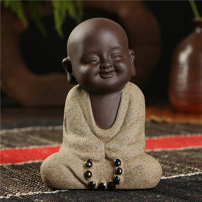 Buddha statues small monk color sand ceramic home club geomantic decoration Purple Sand Figurines Tea Pet