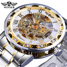 Load image into Gallery viewer, Transparent Fashion Diamond Luminous Gear Movement Royal Design Men Top Brand Luxury Male Mechanical Skeleton Wrist Watch
