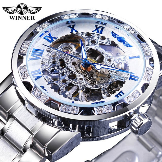 Transparent Fashion Diamond Luminous Gear Movement Royal Design Men Top Brand Luxury Male Mechanical Skeleton Wrist Watch