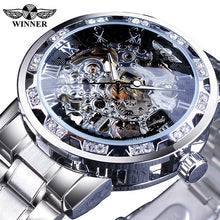 Load image into Gallery viewer, Transparent Fashion Diamond Luminous Gear Movement Royal Design Men Top Brand Luxury Male Mechanical Skeleton Wrist Watch
