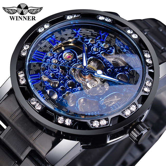 Transparent Fashion Diamond Luminous Gear Movement Royal Design Men Top Brand Luxury Male Mechanical Skeleton Wrist Watch