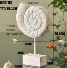 Load image into Gallery viewer, Mediterranean Style Wood Crafts Home Decoration Accessories Wooden Crafts Starfish Conch Hippocampus Wood Carving Marine Decor
