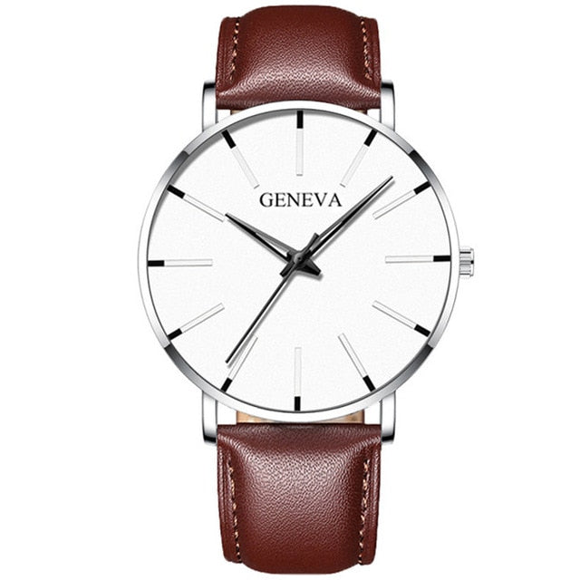 Minimalist menswear ultra thin watches simple business stainless steel mesh belt quartz watch