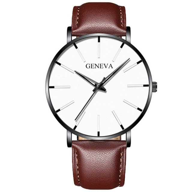 Minimalist menswear ultra thin watches simple business stainless steel mesh belt quartz watch