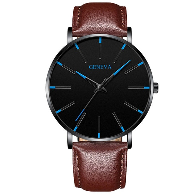 Minimalist menswear ultra thin watches simple business stainless steel mesh belt quartz watch