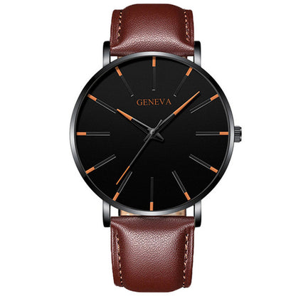 Minimalist menswear ultra thin watches simple business stainless steel mesh belt quartz watch