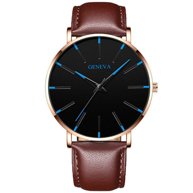 Minimalist menswear ultra thin watches simple business stainless steel mesh belt quartz watch