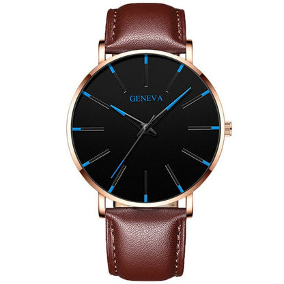 Minimalist menswear ultra thin watches simple business stainless steel mesh belt quartz watch