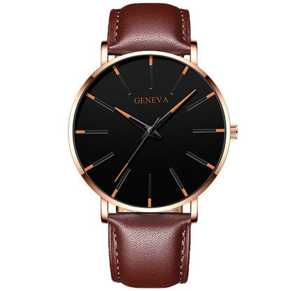 Minimalist menswear ultra thin watches simple business stainless steel mesh belt quartz watch