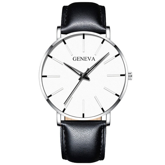 Minimalist menswear ultra thin watches simple business stainless steel mesh belt quartz watch
