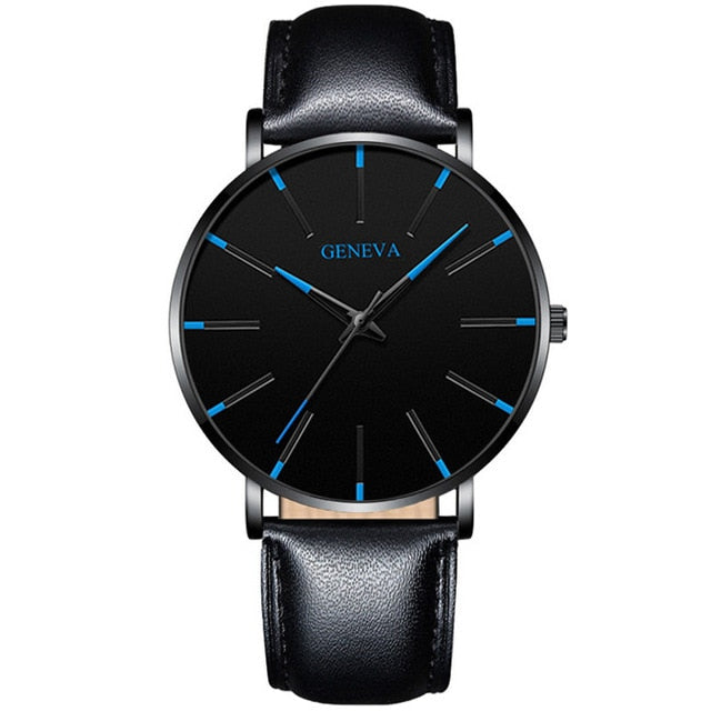 Minimalist menswear ultra thin watches simple business stainless steel mesh belt quartz watch