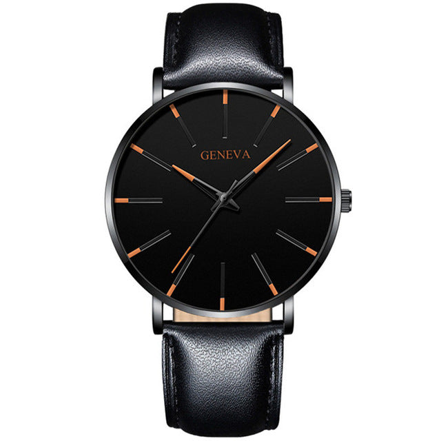 Minimalist menswear ultra thin watches simple business stainless steel mesh belt quartz watch