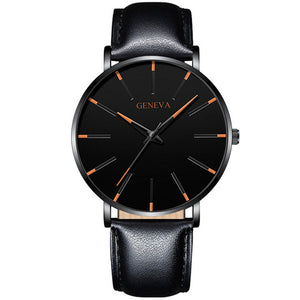 Minimalist menswear ultra thin watches simple business stainless steel mesh belt quartz watch