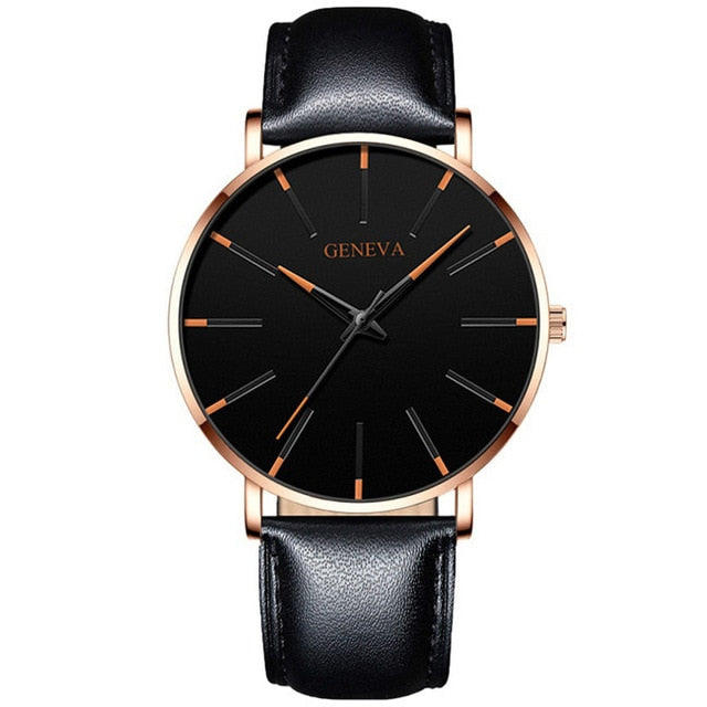 Minimalist menswear ultra thin watches simple business stainless steel mesh belt quartz watch